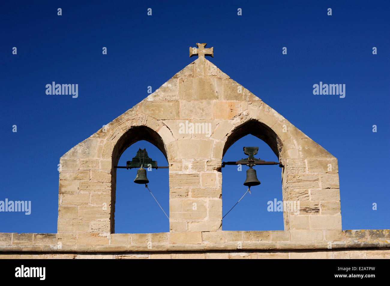 Spanien, Balearen, Mallorca, Capdepera, Spitze der Kirche in der Burg Stockfoto