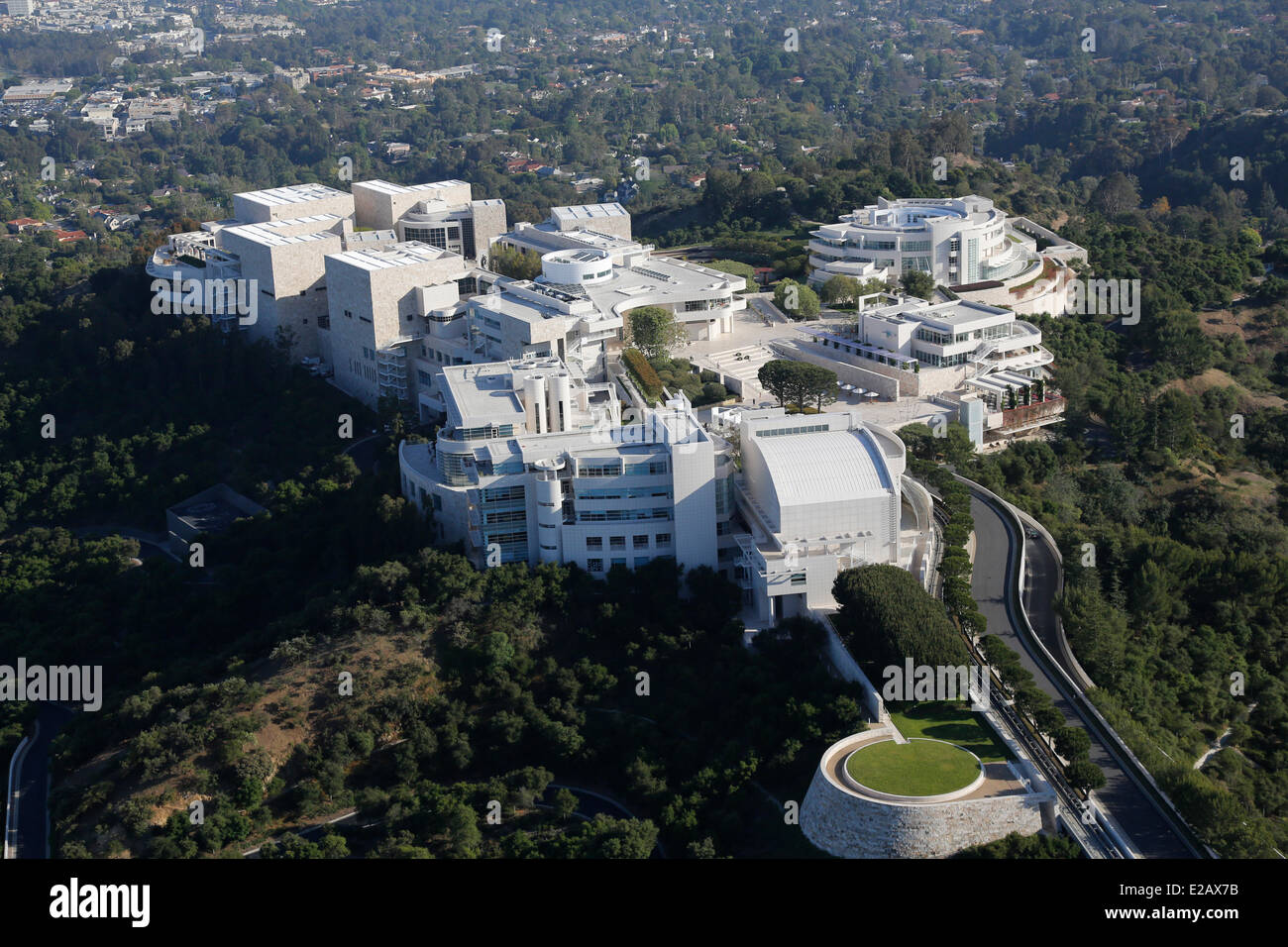 USA, California, Los Angeles, Santa Monica, Getty Center von Architekt Richard Meier (Luftbild) Stockfoto