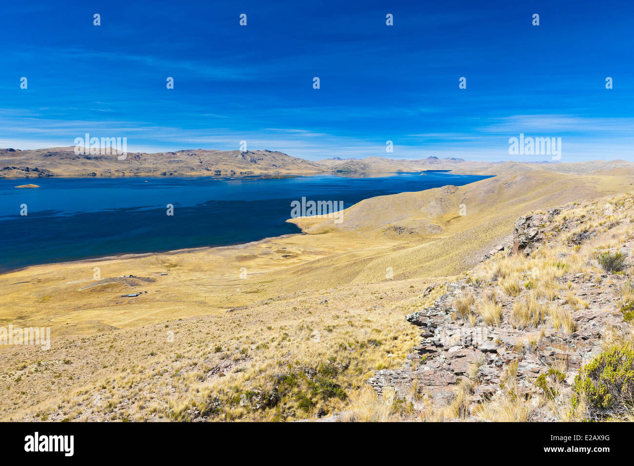 Peru, Puno Provinz Landschaft des Altiplano, Lagunillas See (4174) Stockfoto
