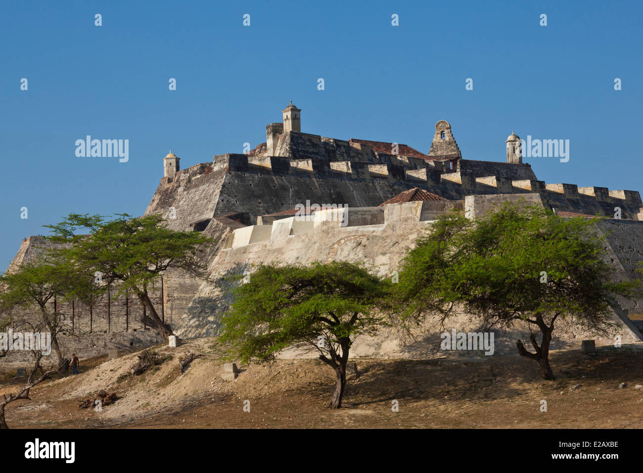 Bolivar-Abteilung, Kolumbien, Cartagena, Weltkulturerbe der UNESCO, das Castillo de San Felipe de Barajas rund um Stockfoto