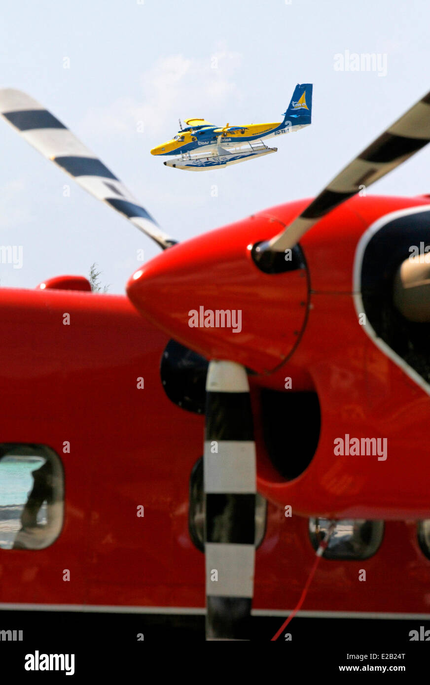 Malediven, Wasserflugzeuge der Maldivian Air Taxi Unternehmen und Trans Maldivian Stockfoto