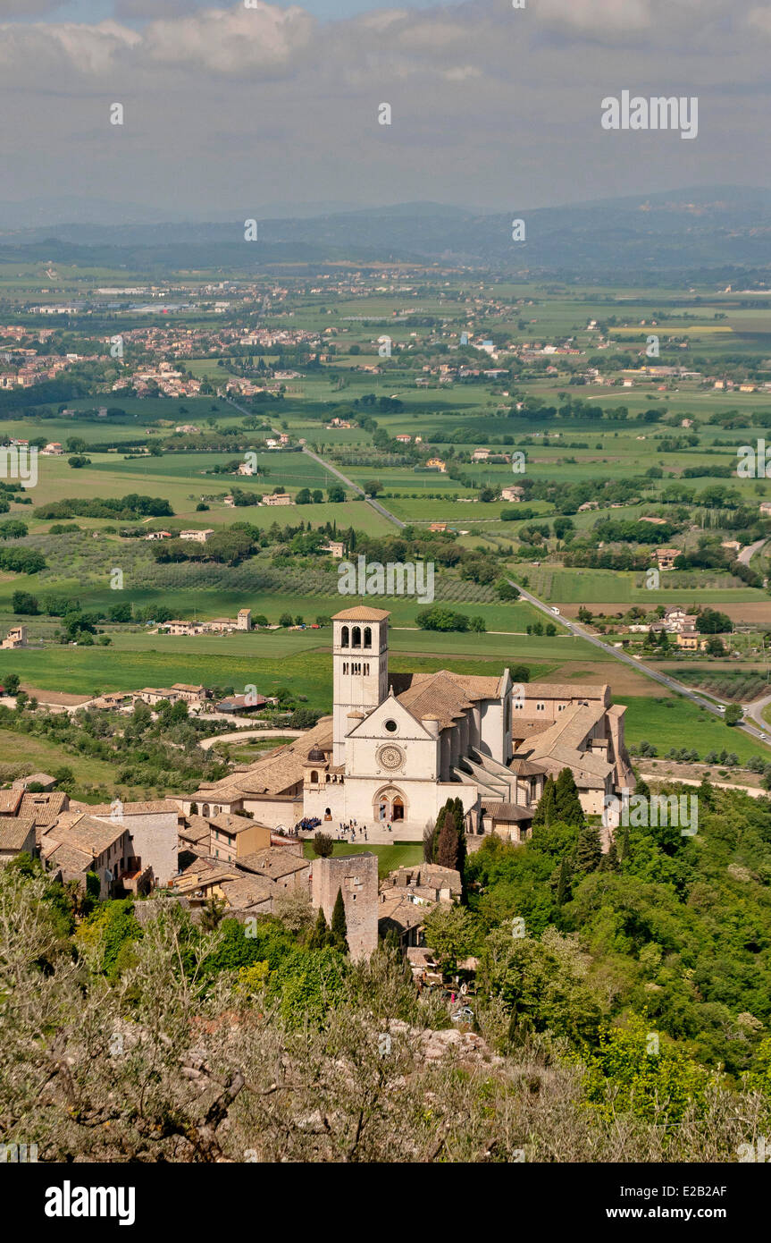 Italien, Umbrien, Assisi, Basilika des Heiligen Franziskus 12. Jahrhundert, von der UNESCO als Welterbe gelistet Stockfoto