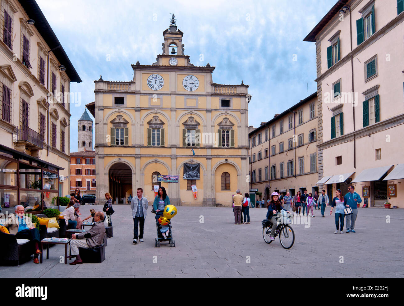 Italien, Umbrien, Citta di Castello, Slow City, Piazza Matteotti und Palazzo del Podestà Stockfoto