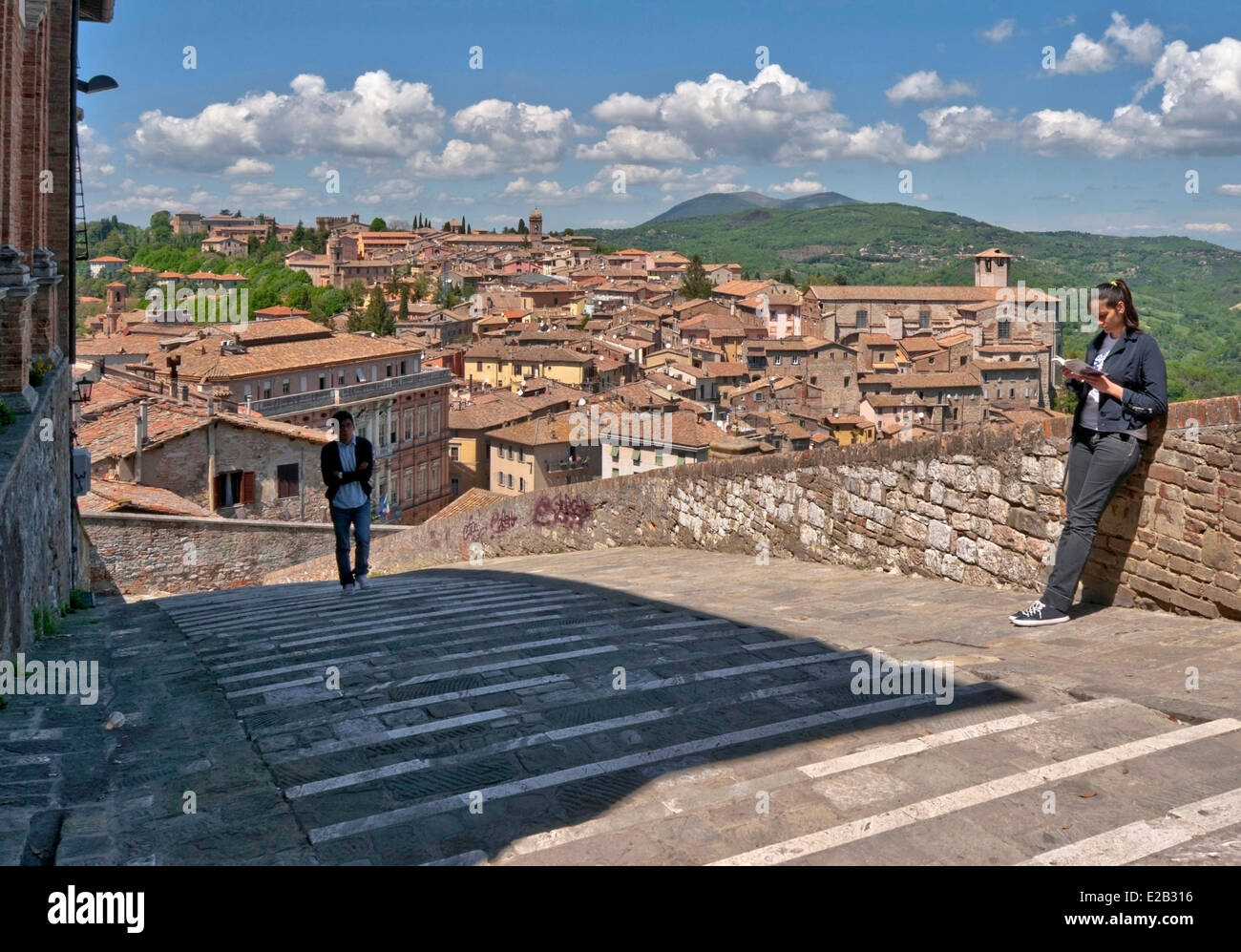 Italien, Umbrien, Perugia, Herd, viele Treppen der Stadt aufgewachsen Stockfoto