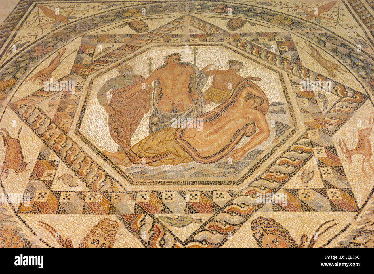 Griechenland, Kreta, Chania, Archäologisches Museum, Mosaik aus dem Haus des Dionysos entdeckte 