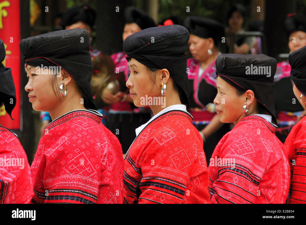 China, Provinz Guangxi, Longsheng, Dazhai Dorf, Red Yao-Minderheit Stockfoto