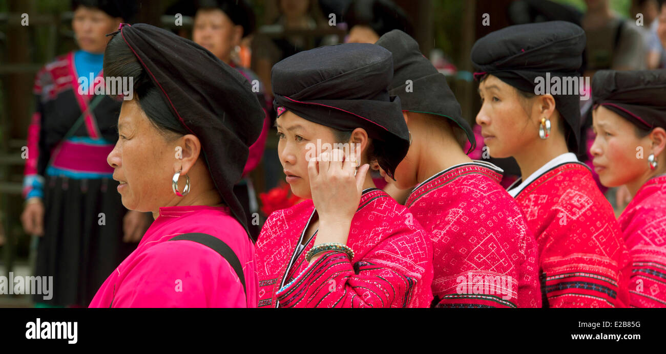 China, Provinz Guangxi, Longsheng, Dazhai Dorf, Red Yao-Minderheit Stockfoto