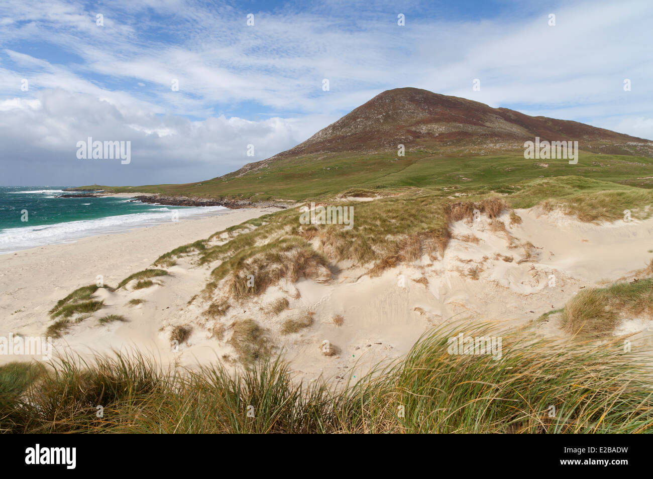 Die Hügel von Ceapbhal und die Küste in der Nähe von Northton, Isle of Harris, äußeren Hebriden, Schottland Stockfoto