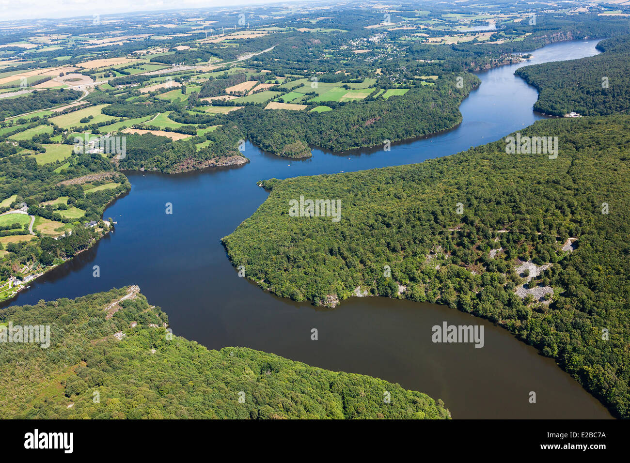 Frankreich, Côtes d ' Armor, Caurel, Lac de Guerledan (Luftbild) Stockfoto