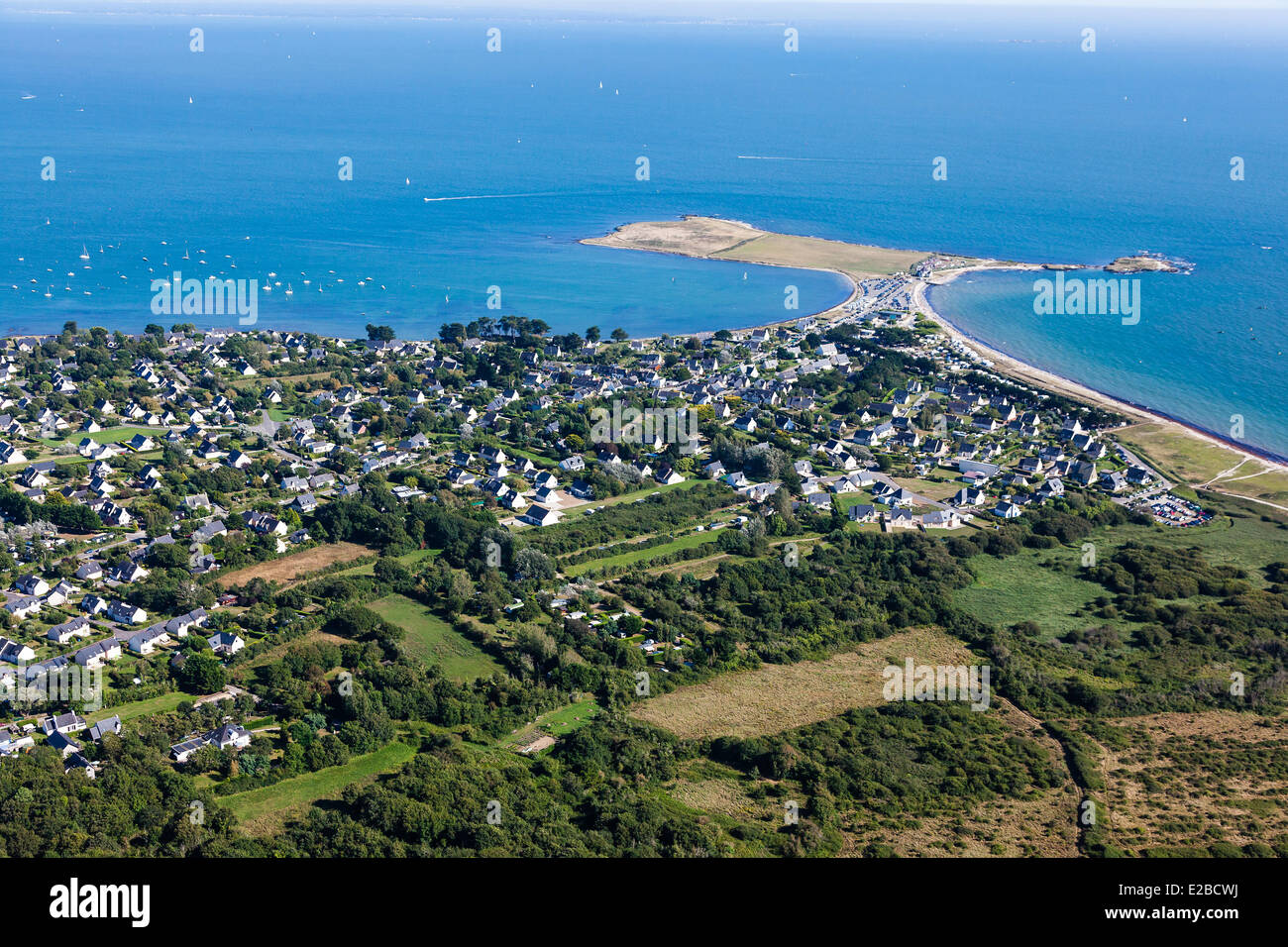 Frankreich, Morbihan, Presqu'ile de Rhuys Sarzeau, Pointe de Penvins (Luftbild) Stockfoto