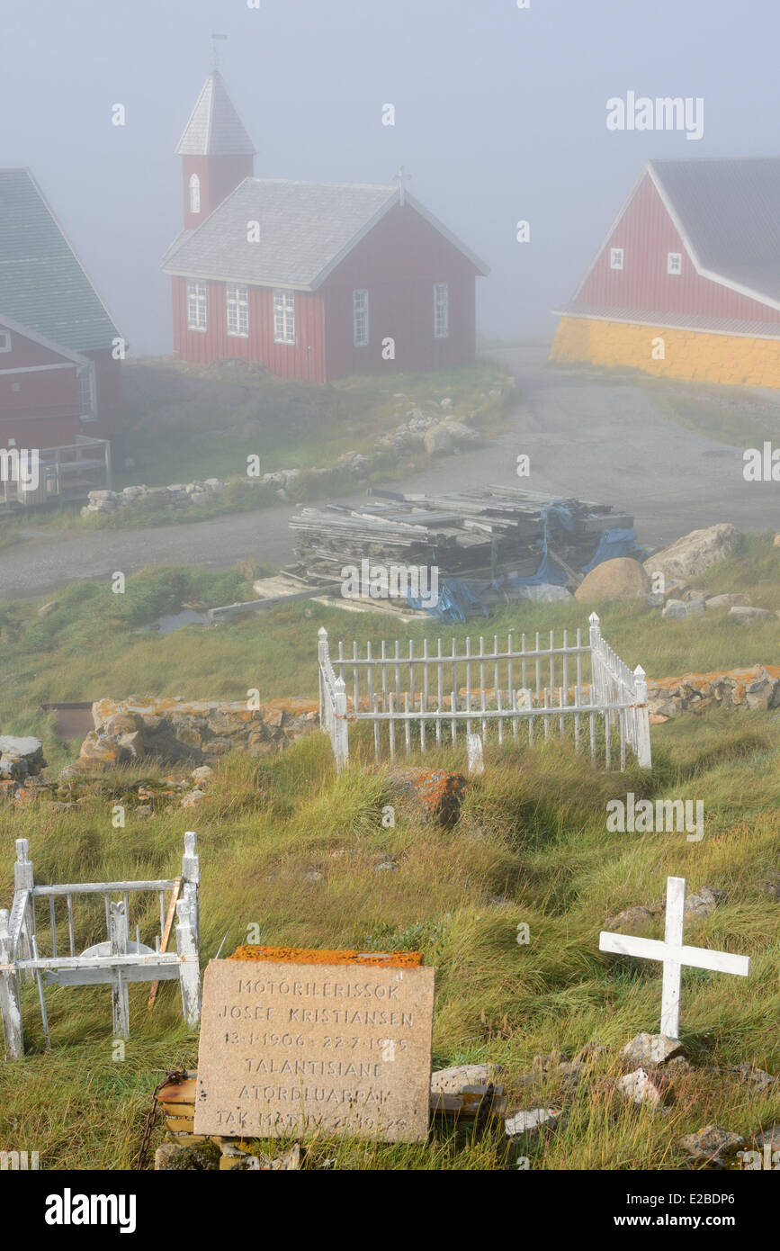 Grönland Upernavik, Friedhof und der alten Kirche Stockfoto