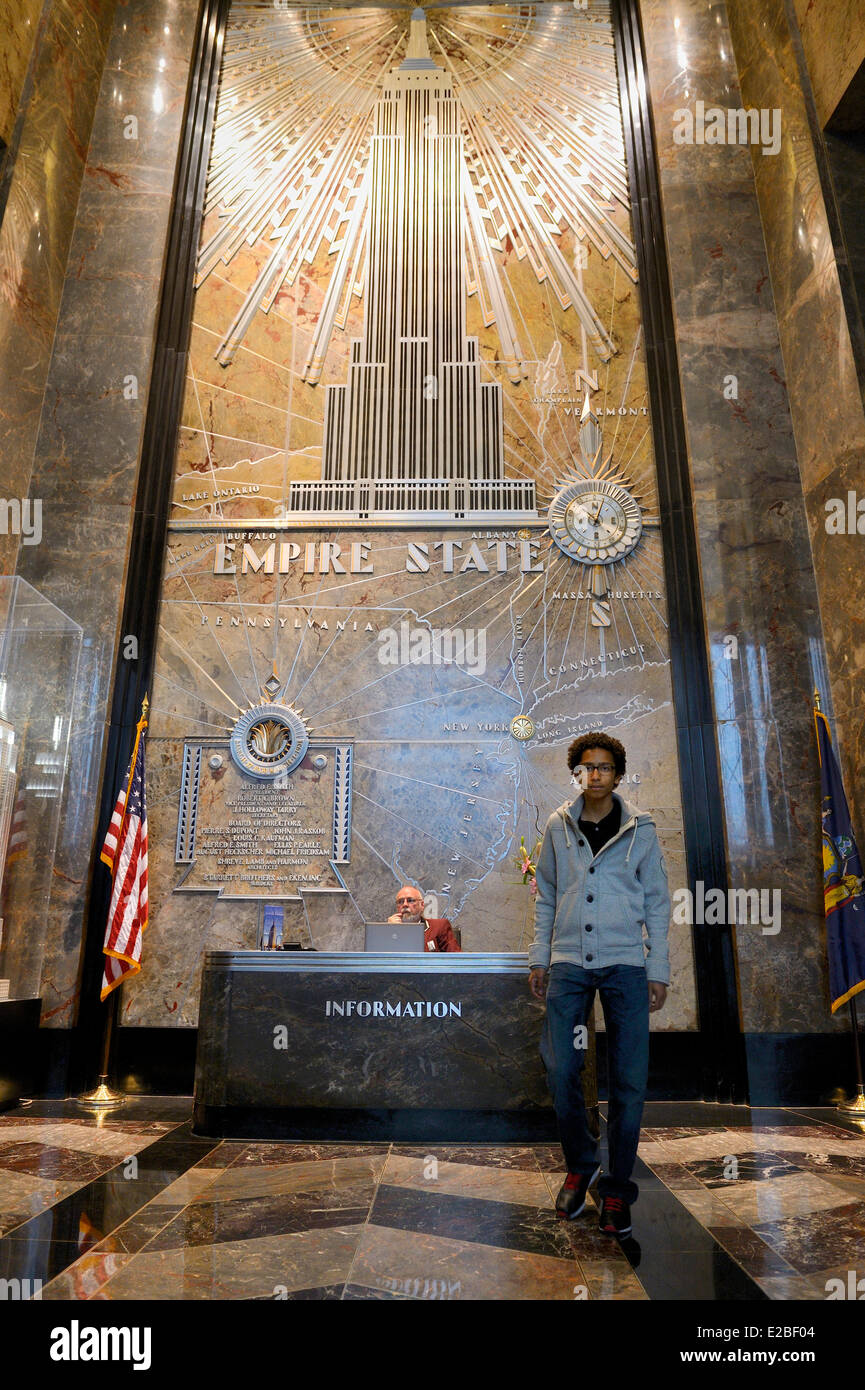 Vereinigte Staaten, New York City, Manhattan, Midtown, Empire State Building lobby Stockfoto