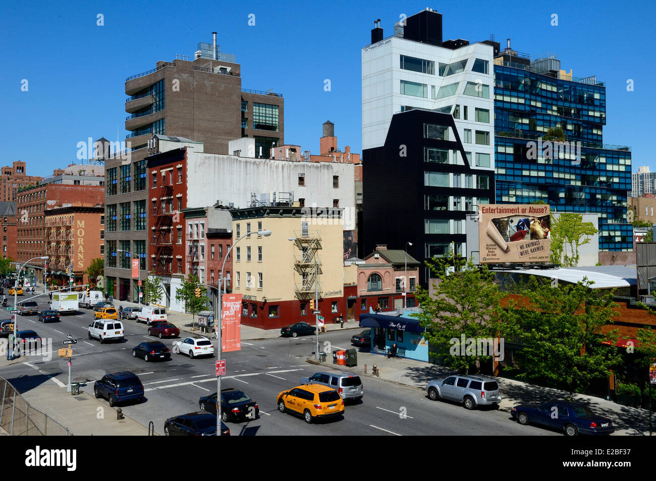 Vereinigte Staaten, New York City, Manhattan, Meatpacking District, 10th Avenue an der W17th Straße, von High Line Park Stockfoto