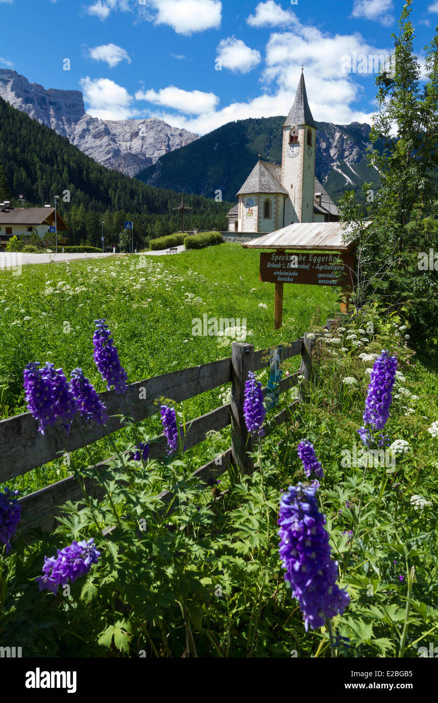 Italien, Trentino-Südtirol, Bozen Provinz, Dolomiten, Reithose, Kapelle von San Vito Stockfoto