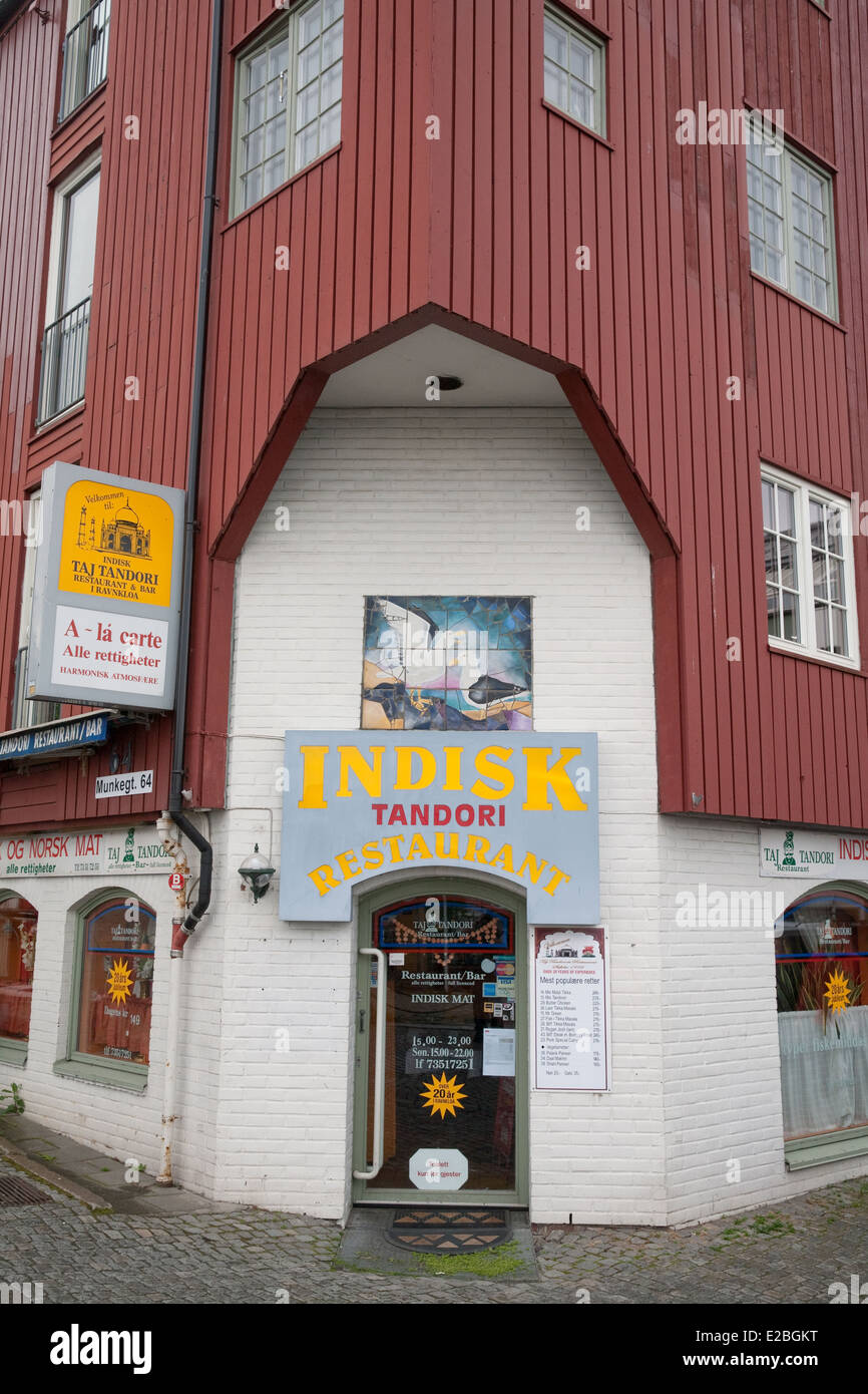 Indisk Tandoori Restaurant in der Nähe der Fischmarkt in Trondheim Norwegen Stockfoto