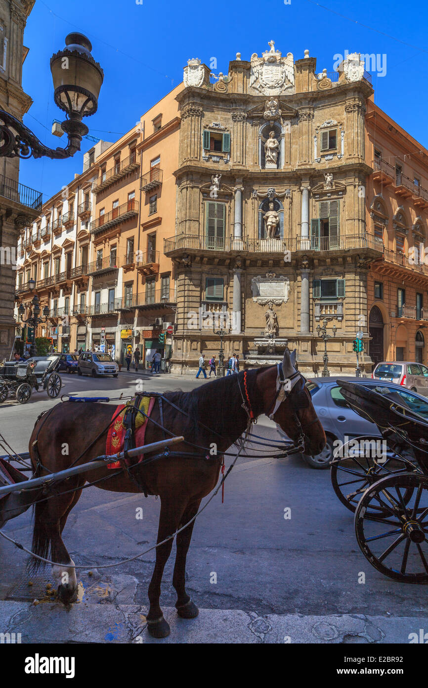 Quattro Cantoni Platz in Palermo Stockfoto