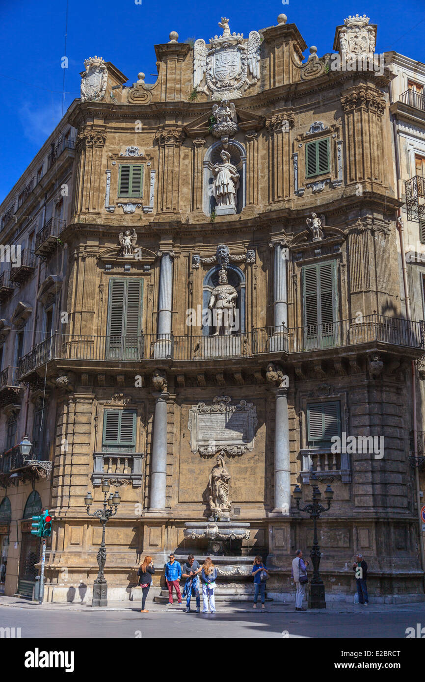 Quattro Cantoni Platz in Palermo Stockfoto