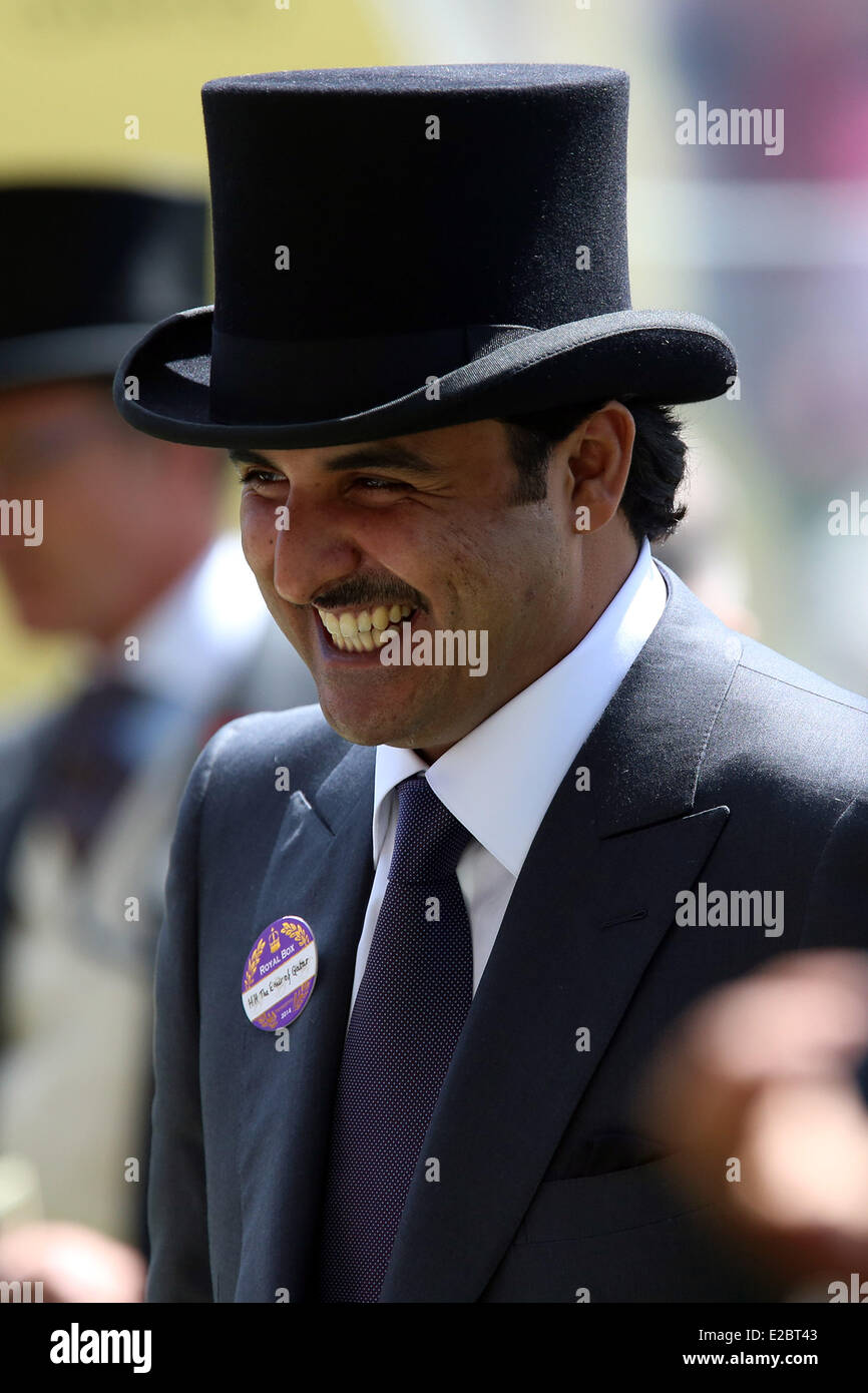 Ascot, Windsor, UK. 18. Juni 2014. Porträt von Scheich Tamim bin Hamad bin Khalifa Al Thani. Ascot Racecourse. (al-Thani, Portraet, Besitzer, Portrait, Porträt) 521D180614ROYALASCOT. JPG-Credit: Frank Sorge/Caro /Alamy Live-Nachrichten Stockfoto