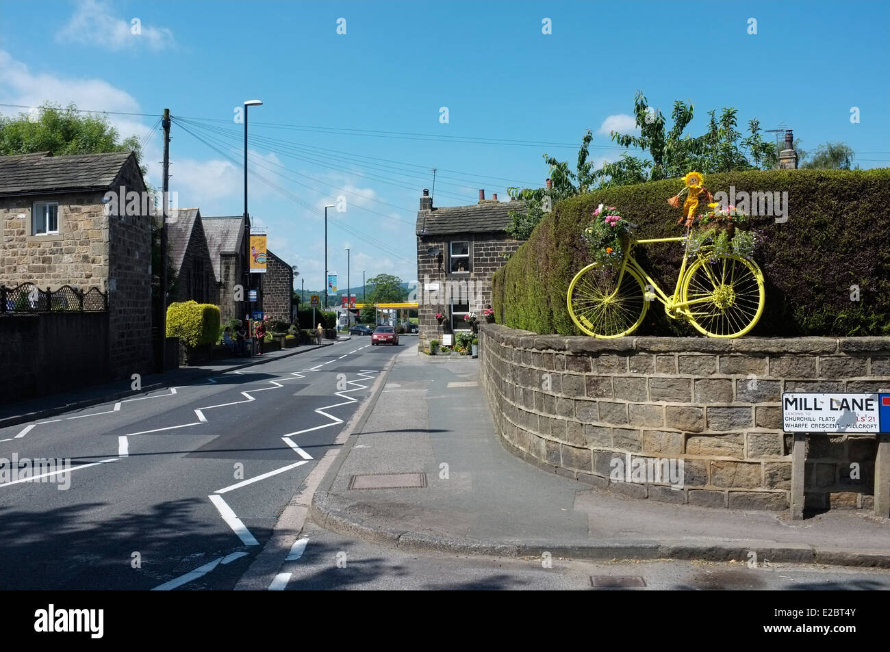 Vorbereitungen für das Le Tour de France 2014, Grande fahren im Pool und Otley, Leeds, Yorkshire Stockfoto