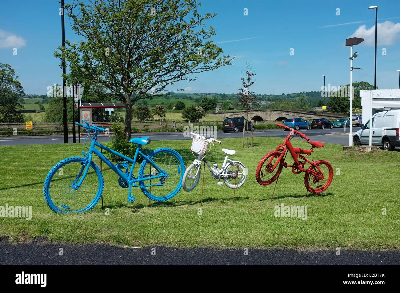 Vorbereitungen für das Le Tour de France 2014, Grande fahren im Pool und Otley, Leeds, Yorkshire Stockfoto