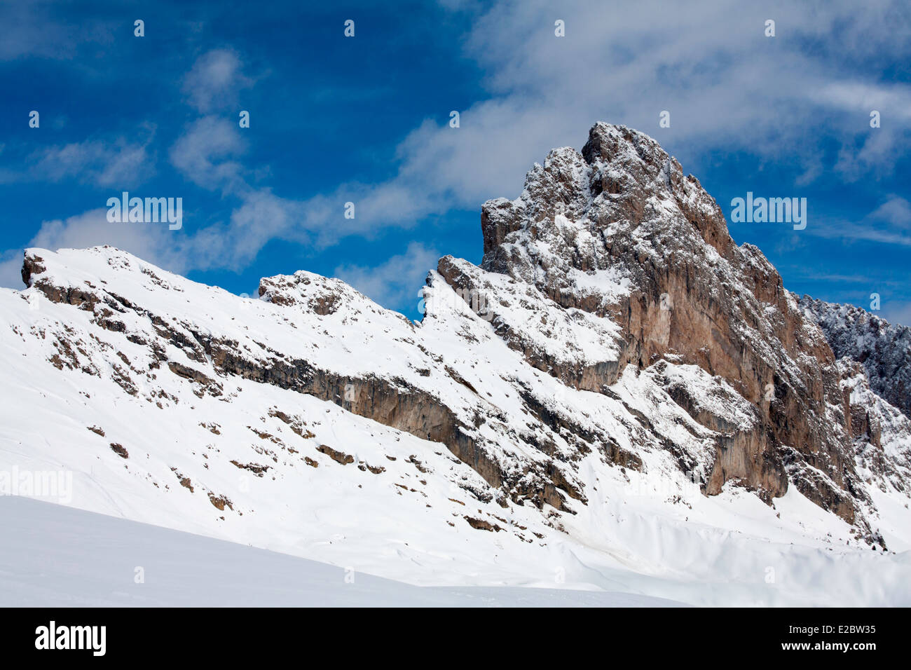 Die Geisler Geislerspitzen Seceda Col Raiser Selva Val Gardena Dolomiten Italien Stockfoto
