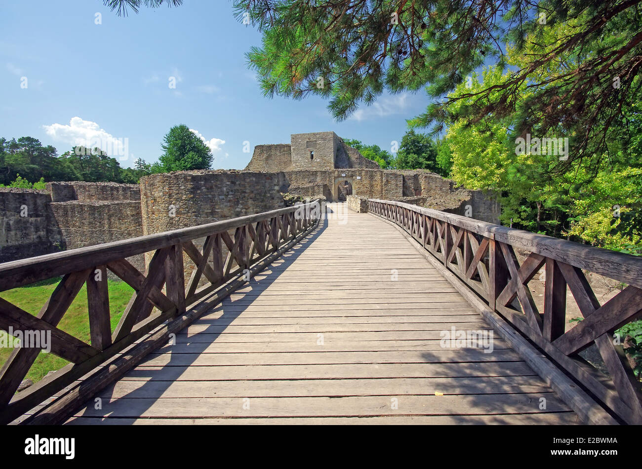 Mittelalterlichen Ruinen der Festung Suceava in Moldawien Stockfoto