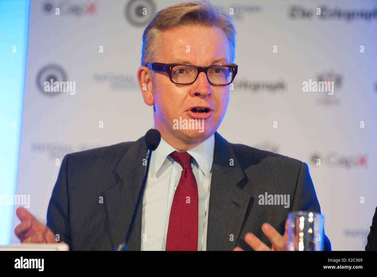 London, UK. 18. Juni 2014. Michael Gove Ausbildung Sekretärin Lautsprecher auf der Margaret Thatcher Conference on Liberty 2014, Guildhall, London, UK Credit: Prixnews/Alamy Live News Stockfoto