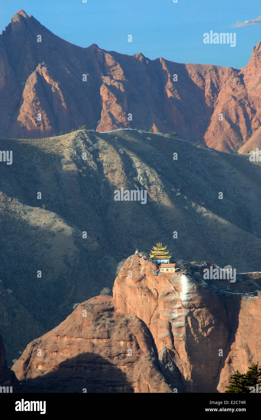 China, Qinghai, Amdo, Jiantsa County, Khamra National Park, Namzong Eremitage und Li Jia Xia See Stockfoto