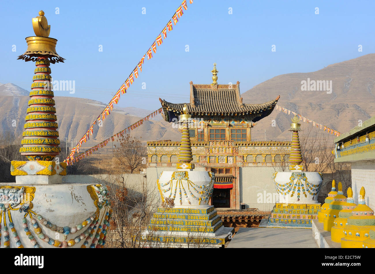China, Qinghai, Amdo, Tongren, Kloster Gomar (Guomari Si) Stockfoto