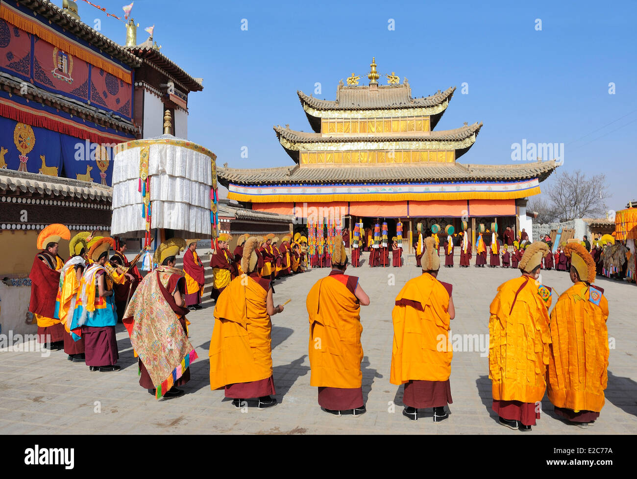 China, Qinghai, Amdo, Tongren, Kloster Gomar Losar, Eröffnungsfeier Stockfoto