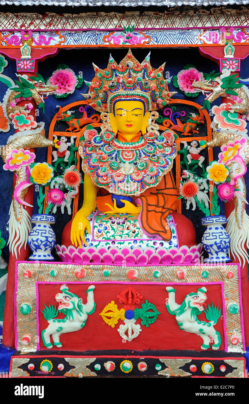 China, Provinz Gansu, Amdo, Xiahe, Kloster Labrang, Losar, Ausstellung von Yak butter Skulpturen, die von Mönchen Stockfoto