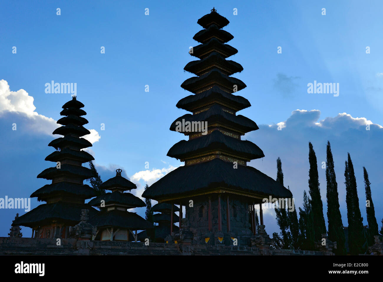 Indonesien, Bali, Kintamani, der Tempel Pura Ulun Danu Batur entlang den Kraterrand der Caldera Gunung Batur Stockfoto