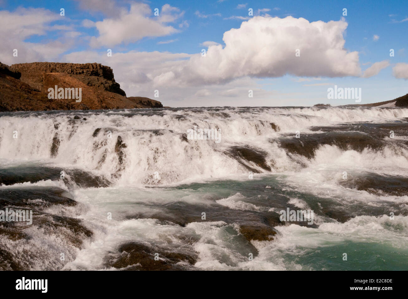 Island, Sudurland Region, der Goldene Kreis, Hvit Fluss, Gullfoss Wasserfall Stockfoto