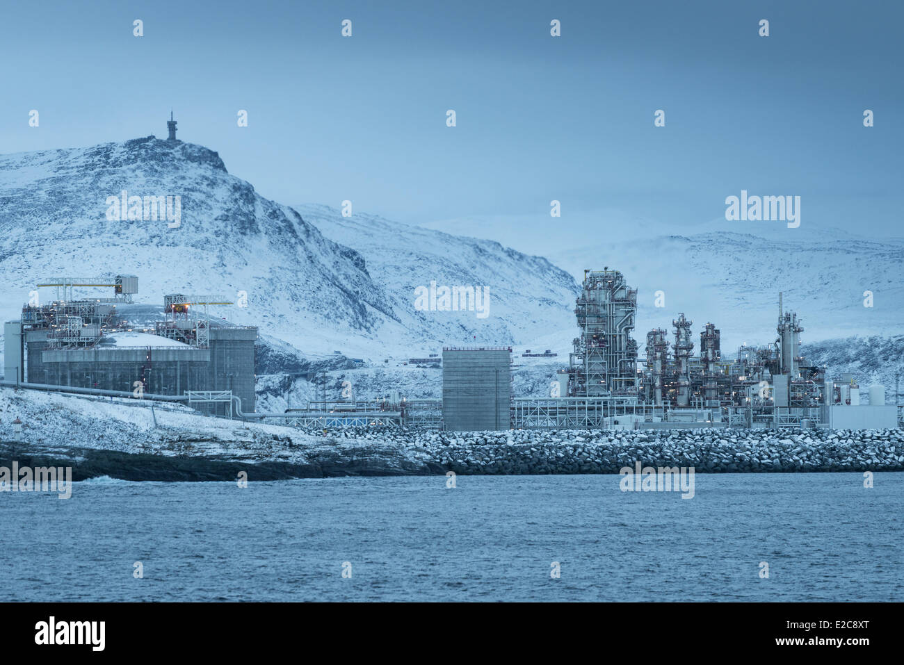 Norwegen, Finnmark, Hammerfest, verflüssigtes Erdgas-Website auf Melköya Stockfoto