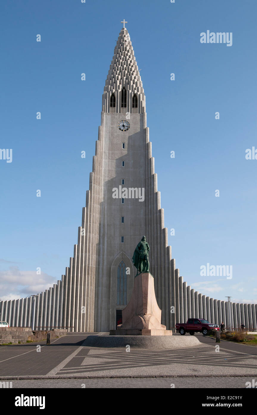 Island, Reykjavik, Kirche von Hallgrimur Stockfoto