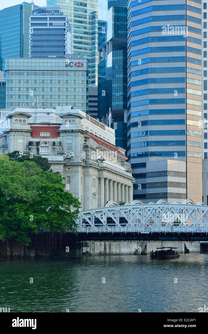 Singapur, ersetzt die Anderson-Brücke über den Singapore River im Jahre 1910 gebaut die Cavenagh Brücke jetzt Fußgänger Stockfoto
