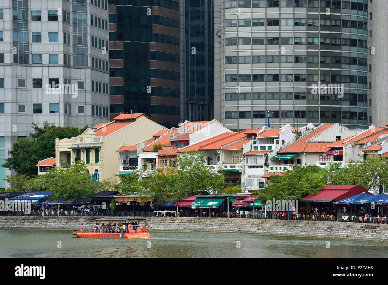 Singapur, Boat Quay und dem Geschäftsviertel entfernt Stockfoto