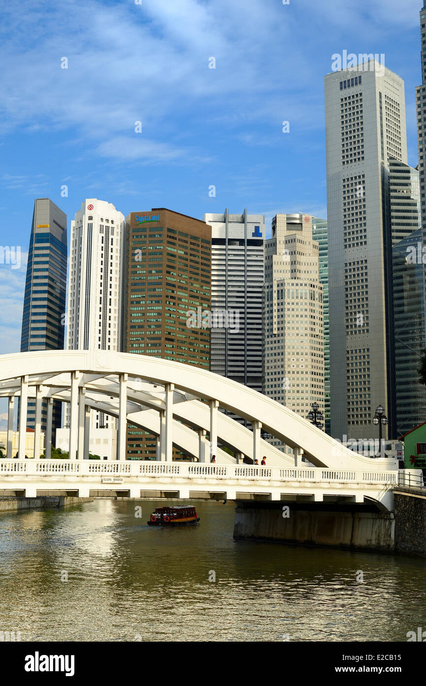 Singapur, Elgin Bridge (1929) ist erste Brücke über den Singapore River, zentraler Geschäftsbezirk, der rest der Stadt verbinden Stockfoto