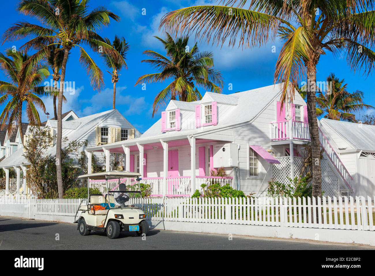 Harbour Island, Bahamas Haus entlang der Bay Street Stockfoto