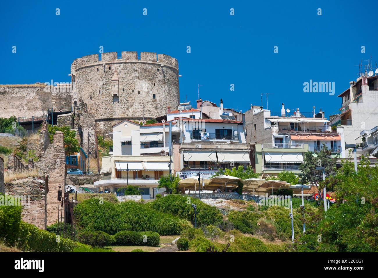 Griechenland, Mazedonien, Thessaloniki, die Stadt bleibt hoch und die byzantinische Zitadelle, die Wände des 4. Jahrhunderts Stockfoto
