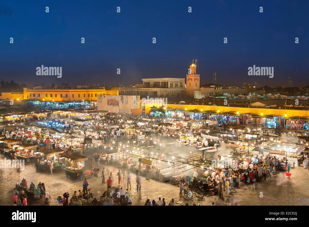 Marokko, hoher Atlas, Marrakesch, Kaiserstadt, Weltkulturerbe von der UNESCO zum Platz Djemaa El Fna medina Stockfoto