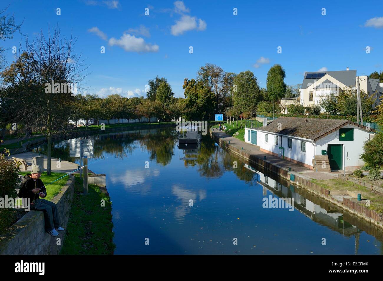 Frankreich, Seine et Marne, Claye Souilly, dem kleinen Hafen von Canal de l'Ourcq Stockfoto