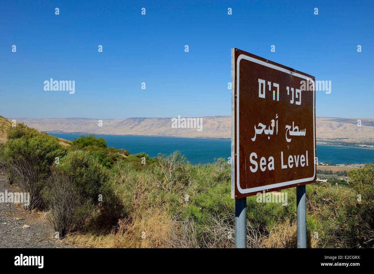 Northern District, Galiläa, Israel, Tiberias, See Tiberias Kanten und im Hintergrund die Berge des Golan, es befindet sich mehr als 200 m unter dem Meeresspiegel Stockfoto