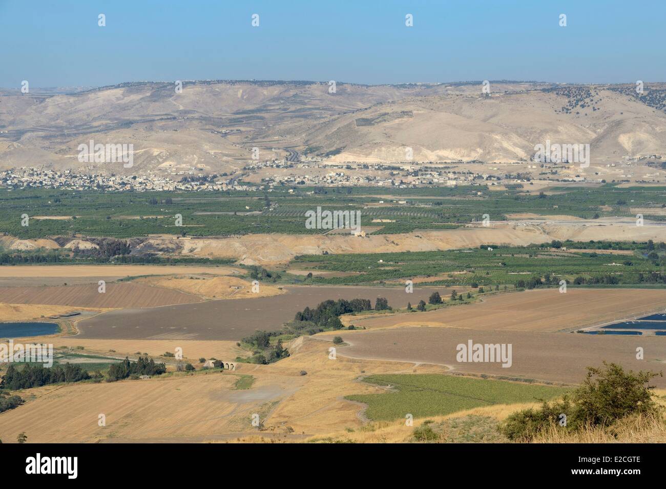 Israel, Northern District, unteren Galiläa, der Fluss Jordan-Tal und die Berge von Jordanien im Hintergrund Stockfoto
