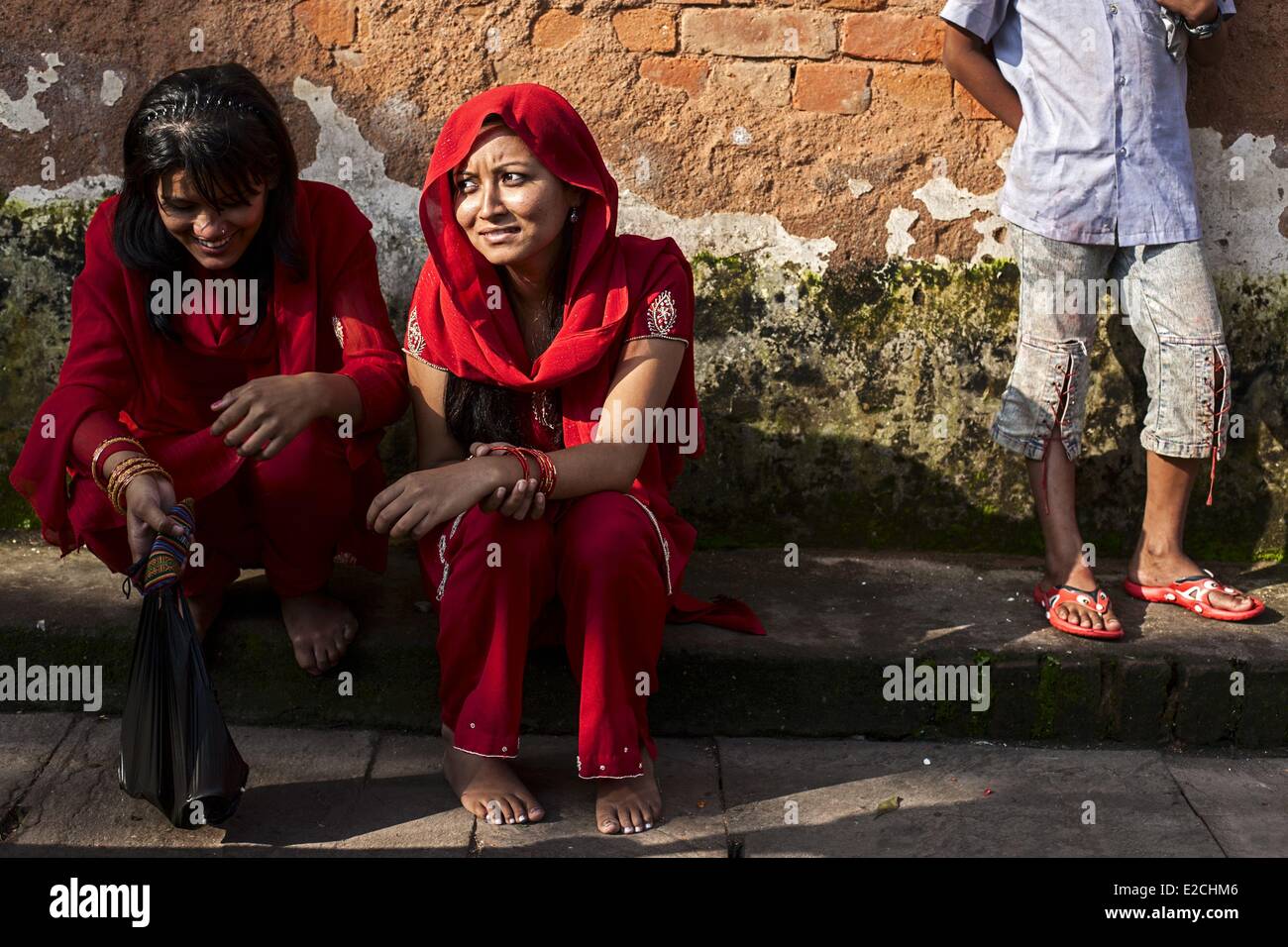 Nepal, Kathmandu-Tal, Weltkulturerbe von UNESCO, Kathmandu, hindu-Frauen tagsüber Teej Festival der Hindu-Frauen Stockfoto