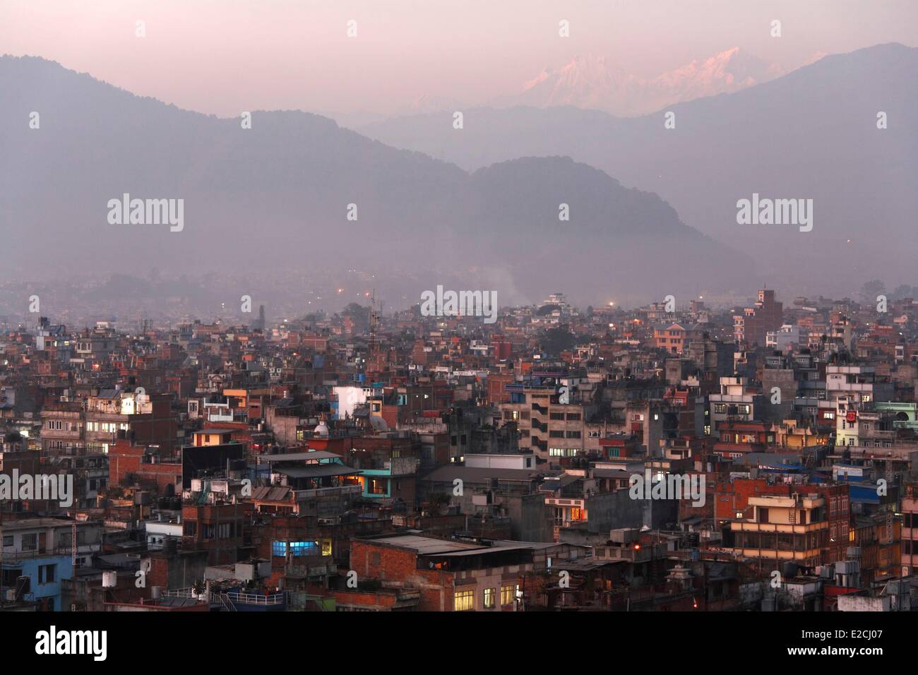 Nepal, Kathmandu-Tal, als Weltkulturerbe der UNESCO, Blick auf Kathmandu aufgeführt Stockfoto