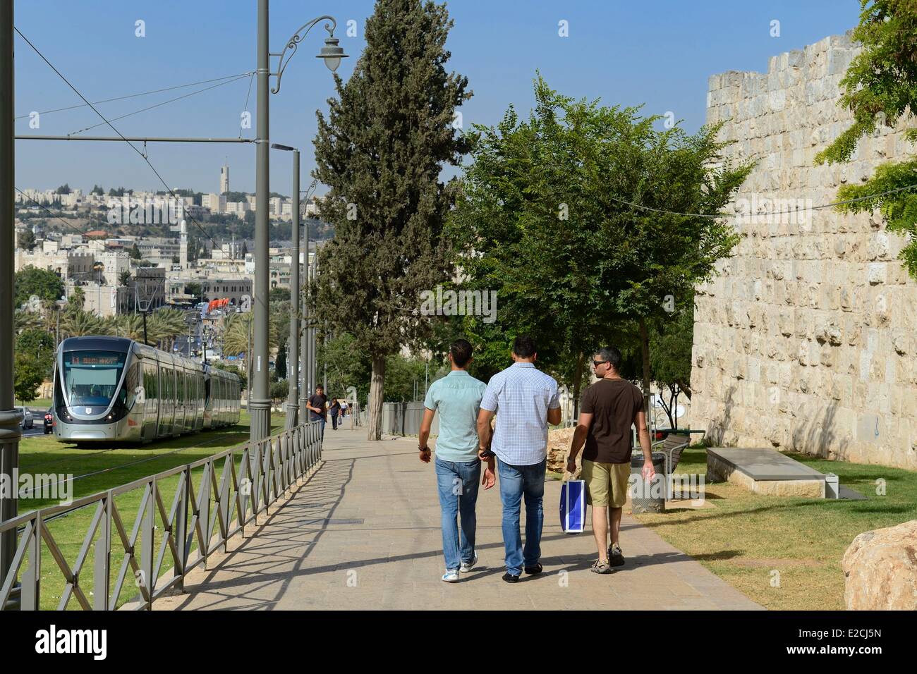Israel, Jerusalem, Seilbahn entlang der alten Stadtmauer, die Linie ist 13,9 Kilometer lange, lief am 19. August 2011 Stockfoto
