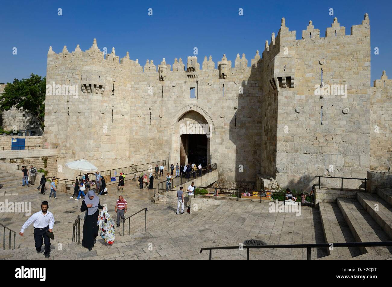 Israel, Jerusalem, die Heilige Stadt, die Altstadt Weltkulturerbe der UNESCO, Damaskus-Tor befindet sich der Haupteingang zur Altstadt Stockfoto