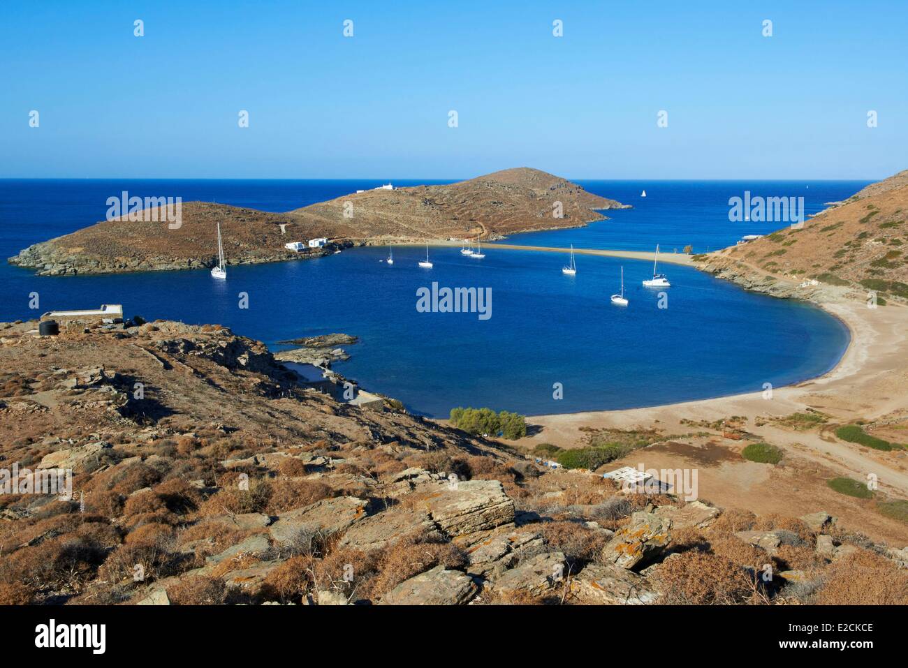 Griechenland-Kykladen-Kythnos Insel Kolona Strand Stockfoto