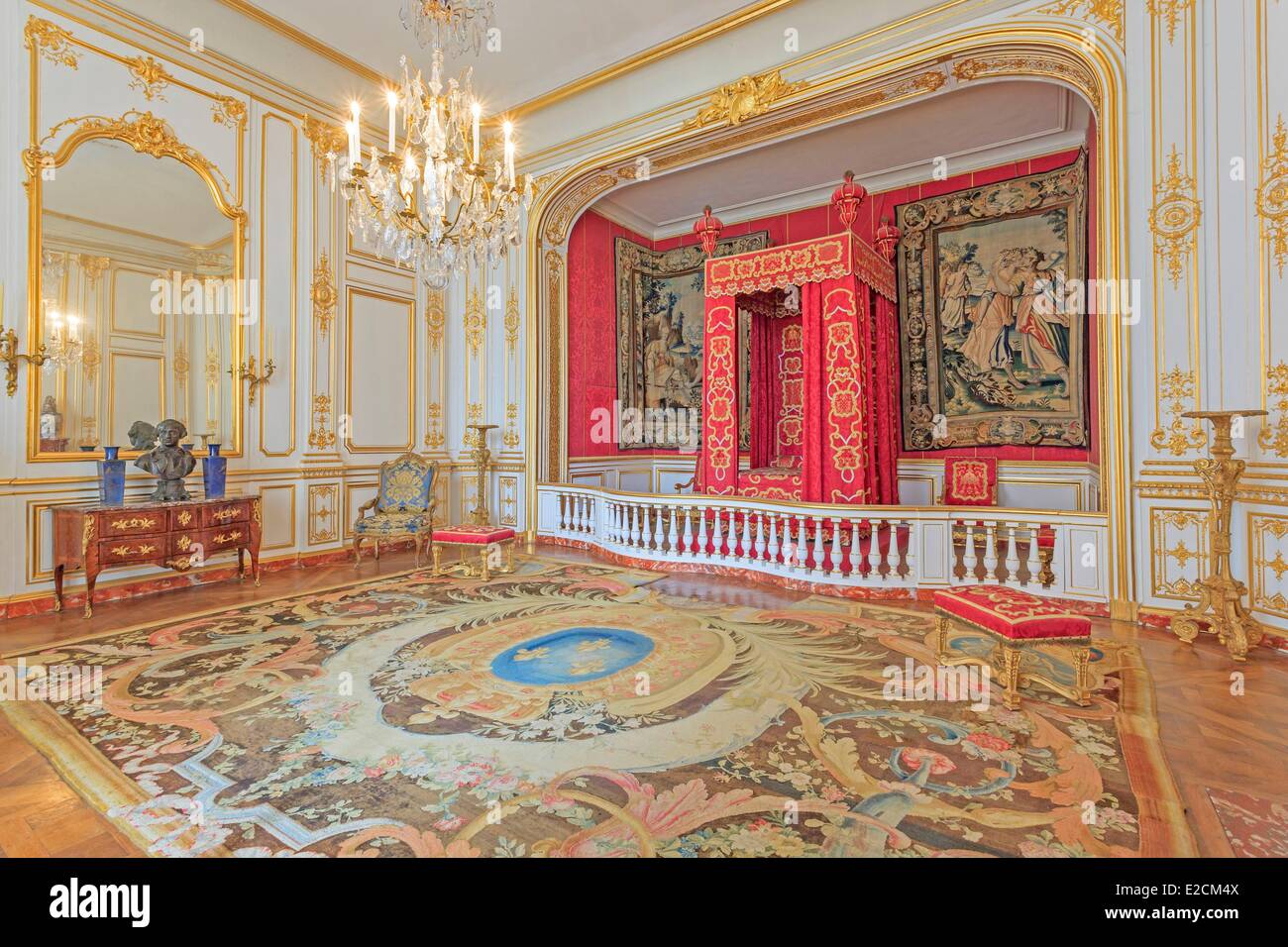 Bedroom king louis xiv chateau Fotos und Bildmaterial in hoher